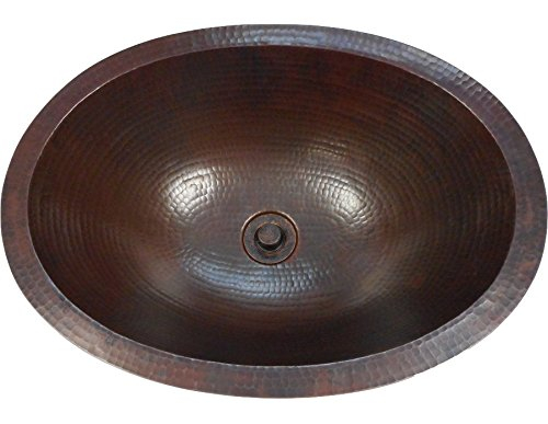 19" Oval Copper Bath Sink Drop In or Under Mount Installation Lift & Turn Drain Included
