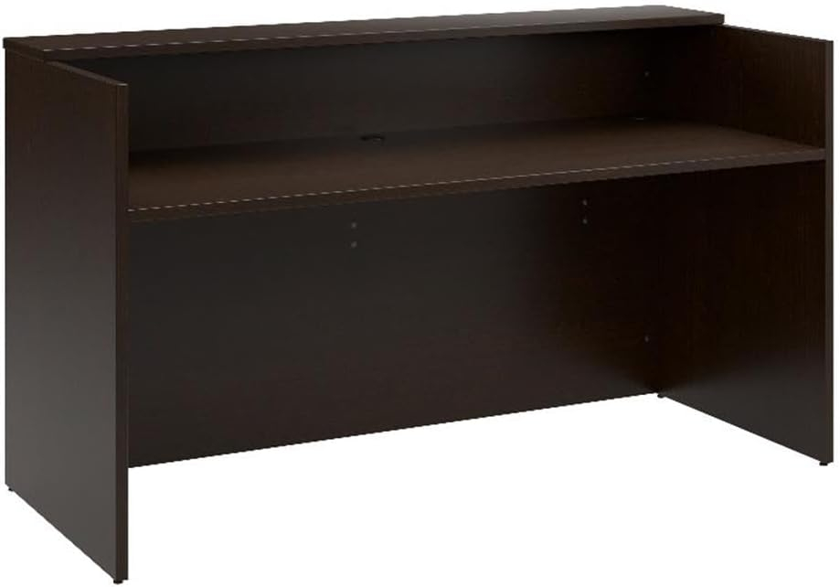 Bush Business Furniture Arrive 72W x 30D Reception Desk with Shelf in Storm Gray, Modern Receptionist Station for Office Waiting Room