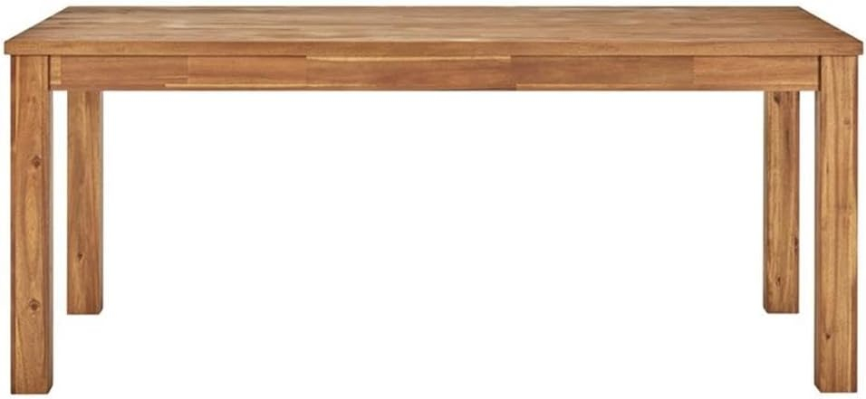 Amber Brown Solid Acacia Wood Rectangular Dining Table, 71"