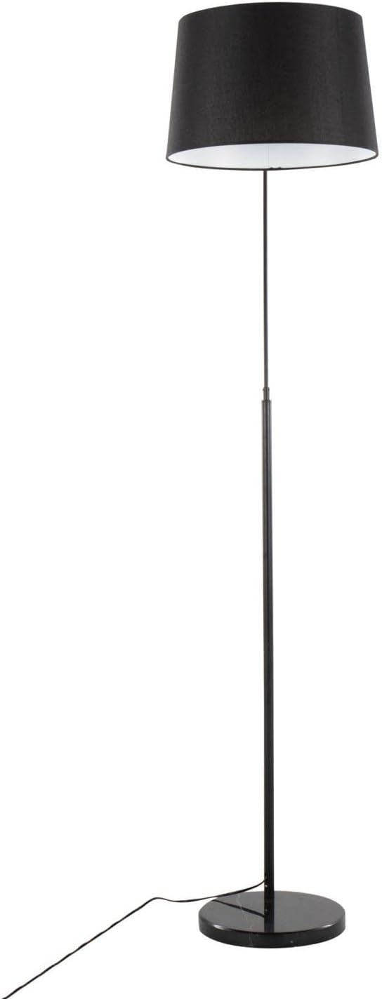 March Contemporary Floor Lamp in Black Marble and Black Metal with Black Linen Shade by LumiSource