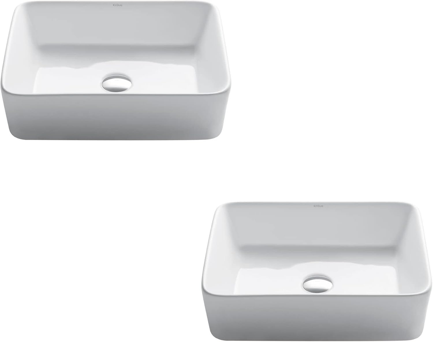 Elavo White Ceramic Rectangular Vessel Bathroom Sink, 19.2 x 15.2 Inches