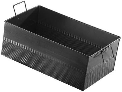 Black Hammered Steel Rectangular Beverage Tub with Handles