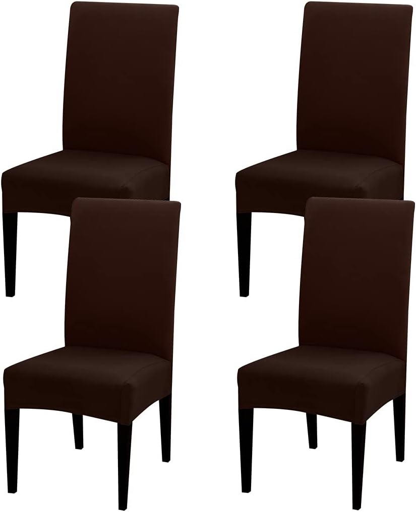 Dining Room Chair Covers Slipcovers Set of 4, Spandex Super Fit Stretch Removable Washable Kitchen Parsons Chair Covers Protector(coffee color1)