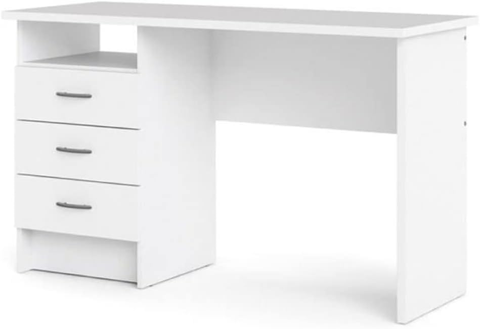 Tvilum Whitman 3 Drawer Office Desk with 1 Shelf for Adults, White