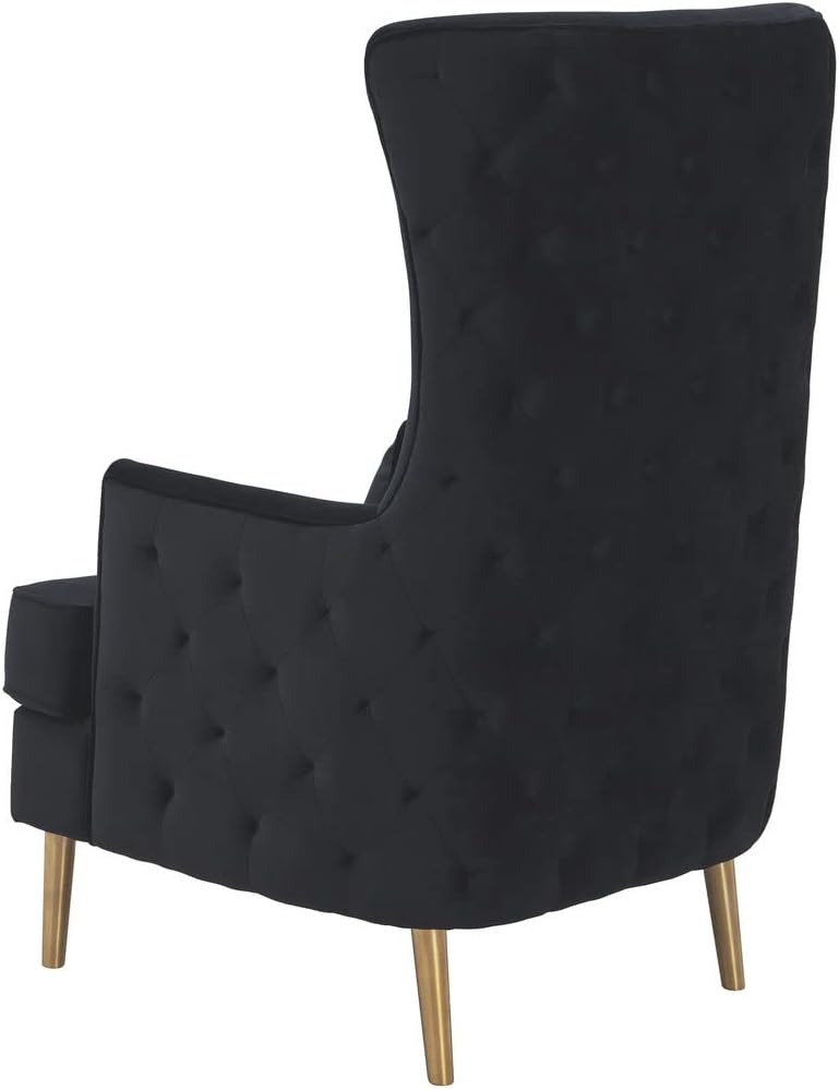TOV Furniture Alina Black Tall Tufted Back Chair