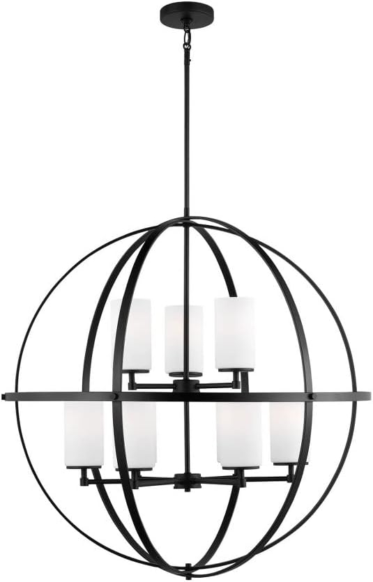 Generation Lighting Alturas 9 -Light Matte Black Modern/contemporary For Use in Dining Rooms, Foyers, Living Rooms Chandelier