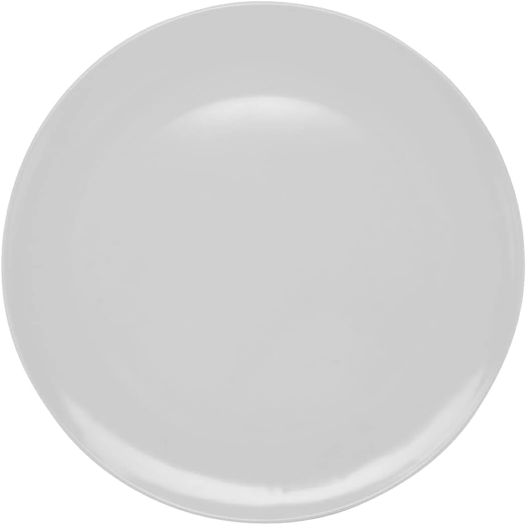 White Round Melamine Break-Resistant Dinner Plate, 14-inch