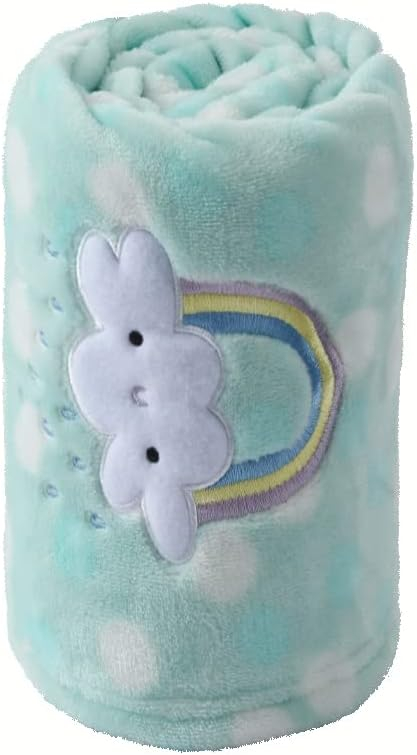 CREVENT 30"X40" Lightweight Warm Plush Baby Blanket for Infant Toddler Newborn Crib Cot Stroller,Unisex,Green Rainbow