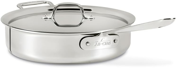 All-Clad D3 Stainless 3-ply Bonded Cookware, Saute Pan with lid, 4 quart