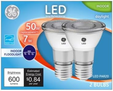 GE 93124156 LED Directional Light Bulb, R20, Daylight, Clear Bulb, 500 Lumens, 7 Watt, 2-Pk. - Quantity 1