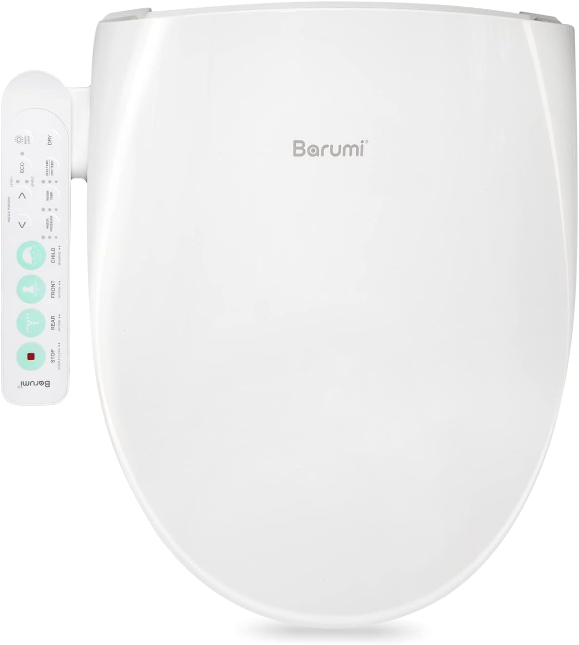Barumi BM-5000 Electric Elongated Bidet for Toilet, Warm Seat & Air Dryer, Warm Water & Pressure, Self-Cleaning, Child Mode, Eco Mode, Night Light, Hybrid Heating, Soft Close Lid