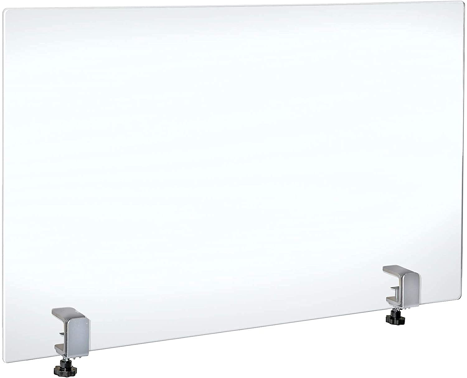 Clear Acrylic Floor Standing Sneeze Guard with Metal Clamps