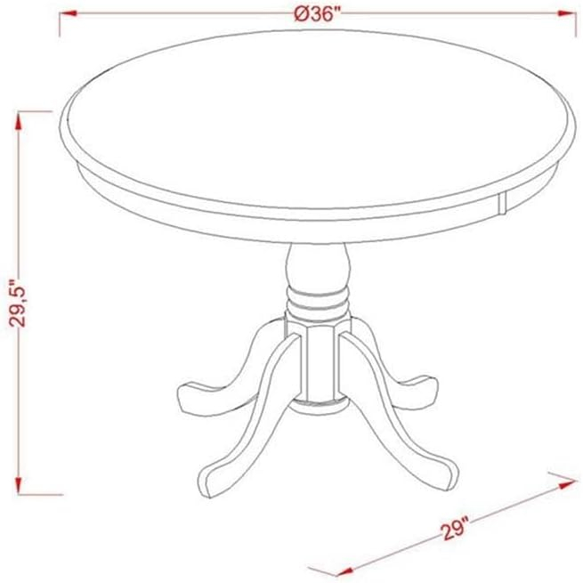 East West Furniture Antique Wood Dining Table with Pedestal Legs in Walnut