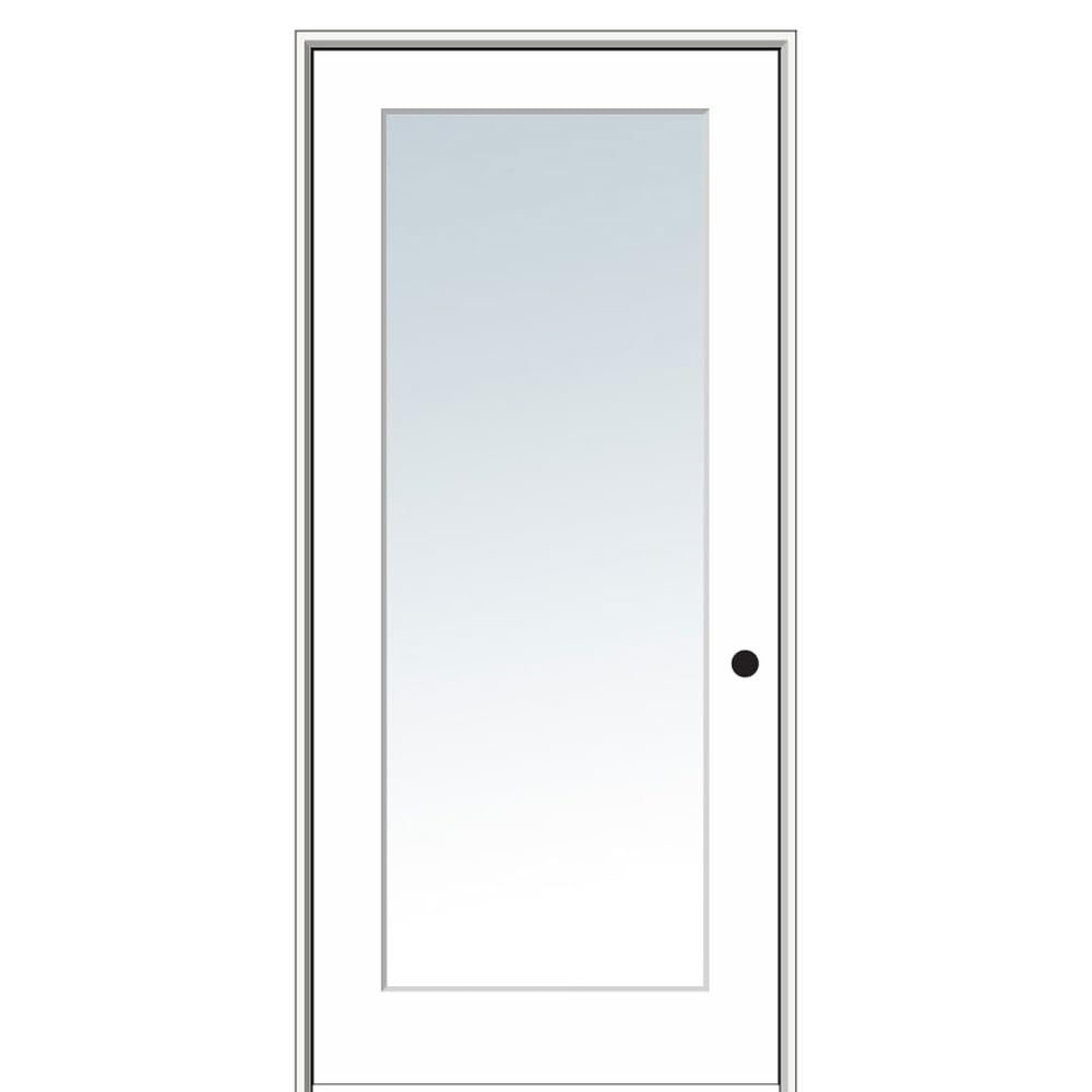 National Door Company ZZ09296L Primed MDF 1 Lite Clear Glass, Left Hand Prehung Interior Door, 30" x 80"