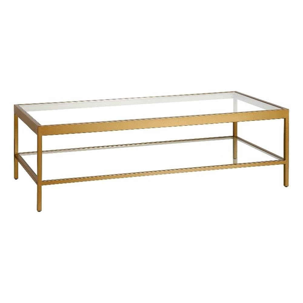 Evelyn&Zoe Alexis 54" Wide Rectangular Coffee Table, Brass
