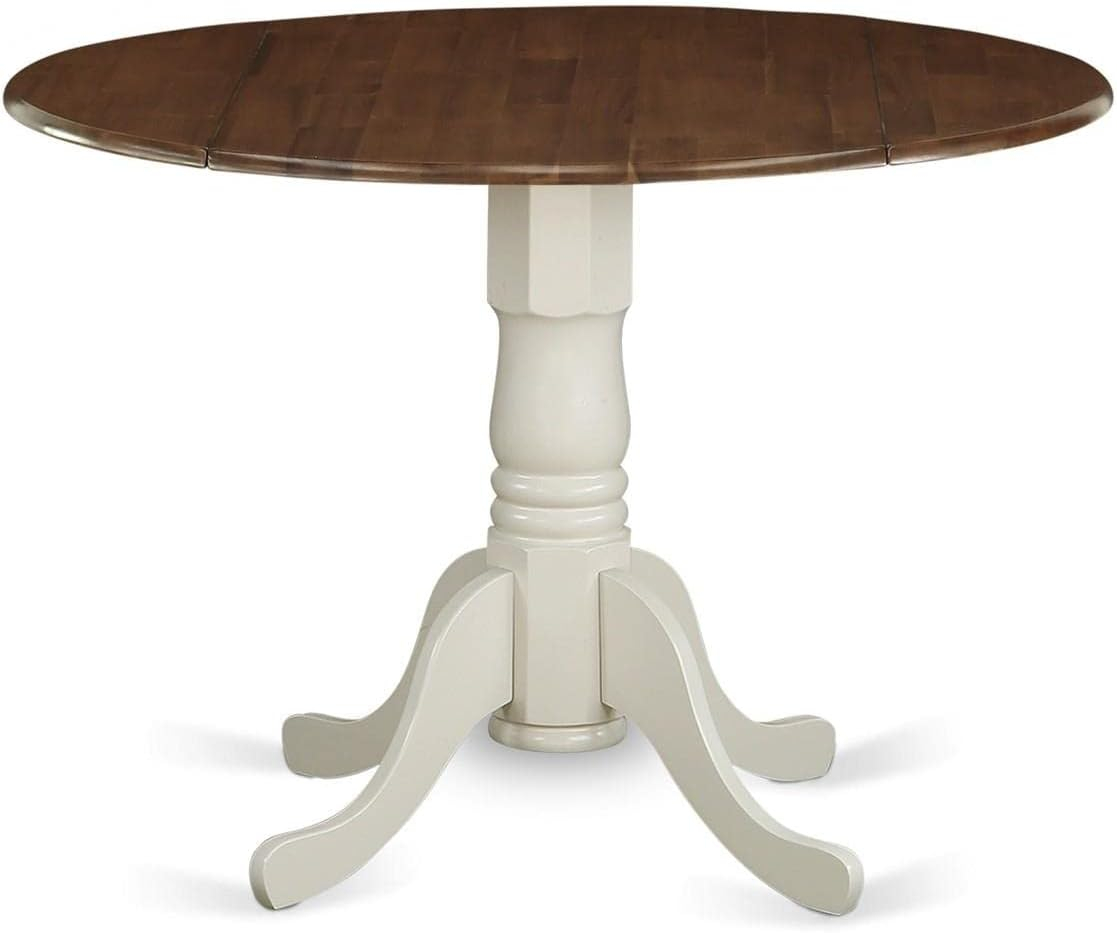 East West Furniture Dublin Traditional Wood Dining Table in Walnut/White