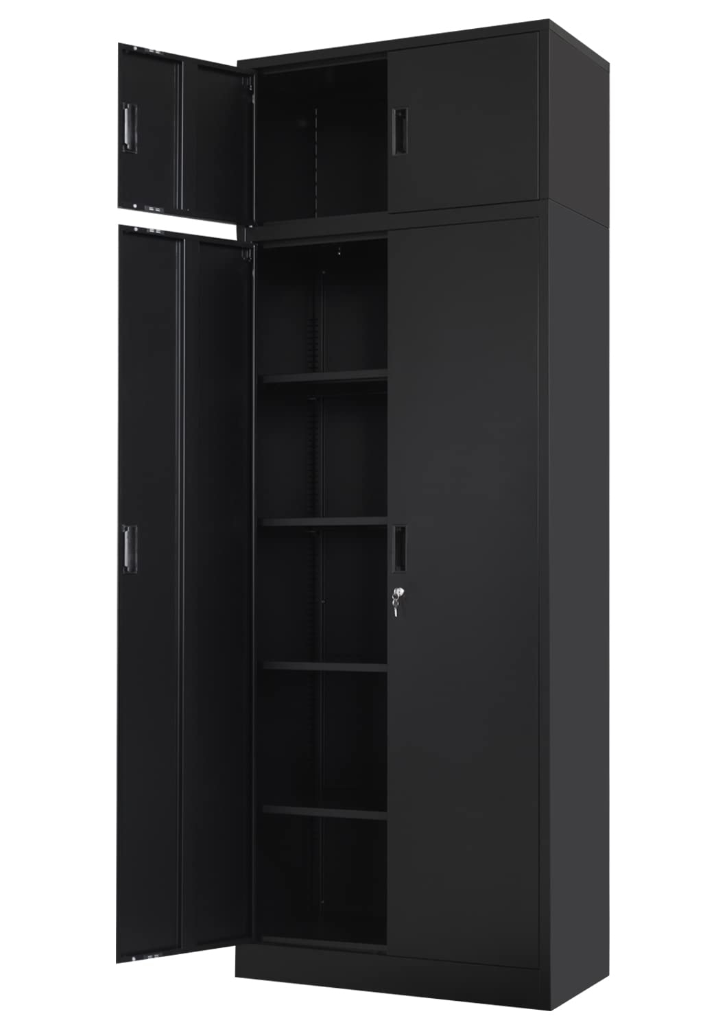 BESFUR Metal Storage Cabinet, 87-inch Tall Large Garage Storage Cabinet with Adjustable Shelves & Locking Doors for Home Office, Garage and Utility Room-Black