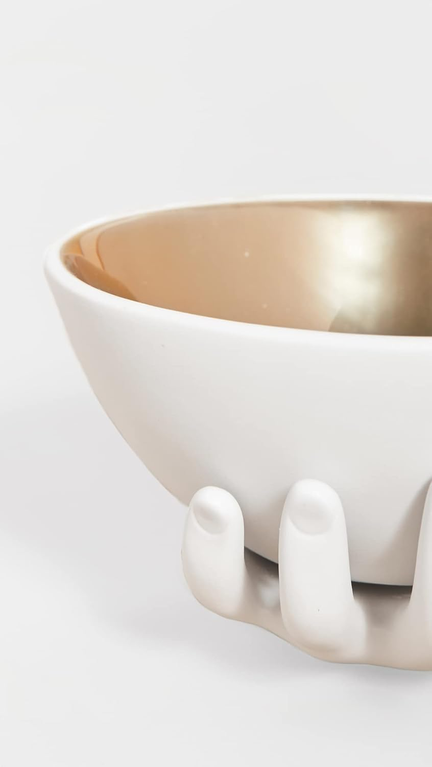 Handcrafted White Porcelain Bowl with Gold Interior