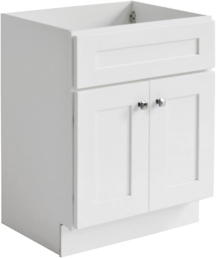 Brookings 24 Inch Bathroom Vanity, Ready to Assemble, Solid Wood, Sherwin Williams® White – Design House, 586933