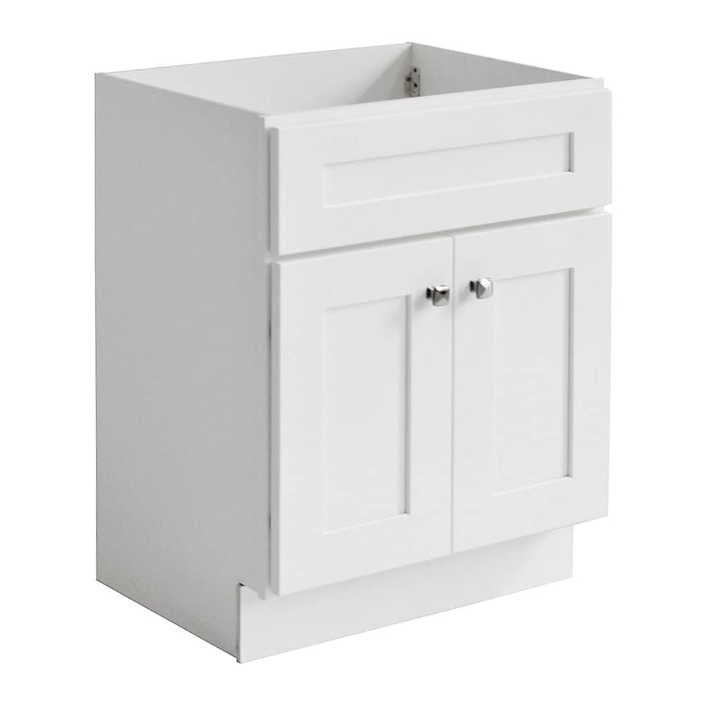 Brookings 24 Inch Bathroom Vanity, Ready to Assemble, Solid Wood, Sherwin Williams® White – Design House, 586933