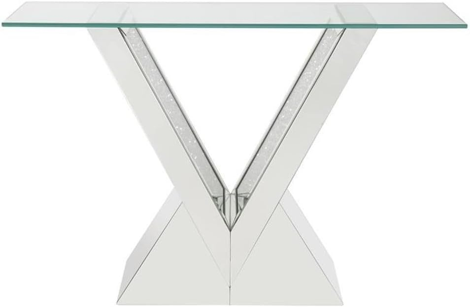 Noralie Mirrored Console Table with Faux Diamonds