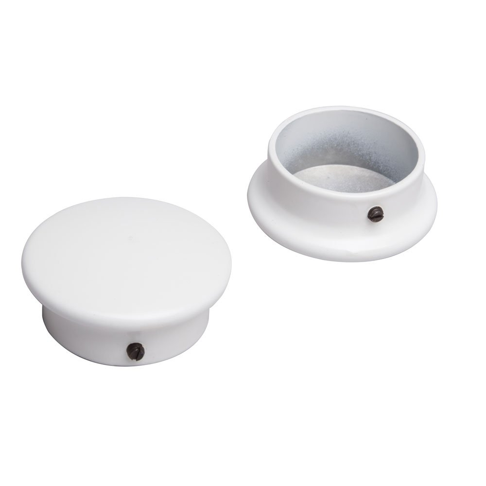White Zinc Decorative Closet Pole End Caps, 2-Pack