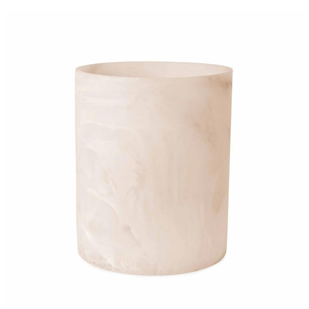 Pale Pink Resin Cylinder Waste Basket