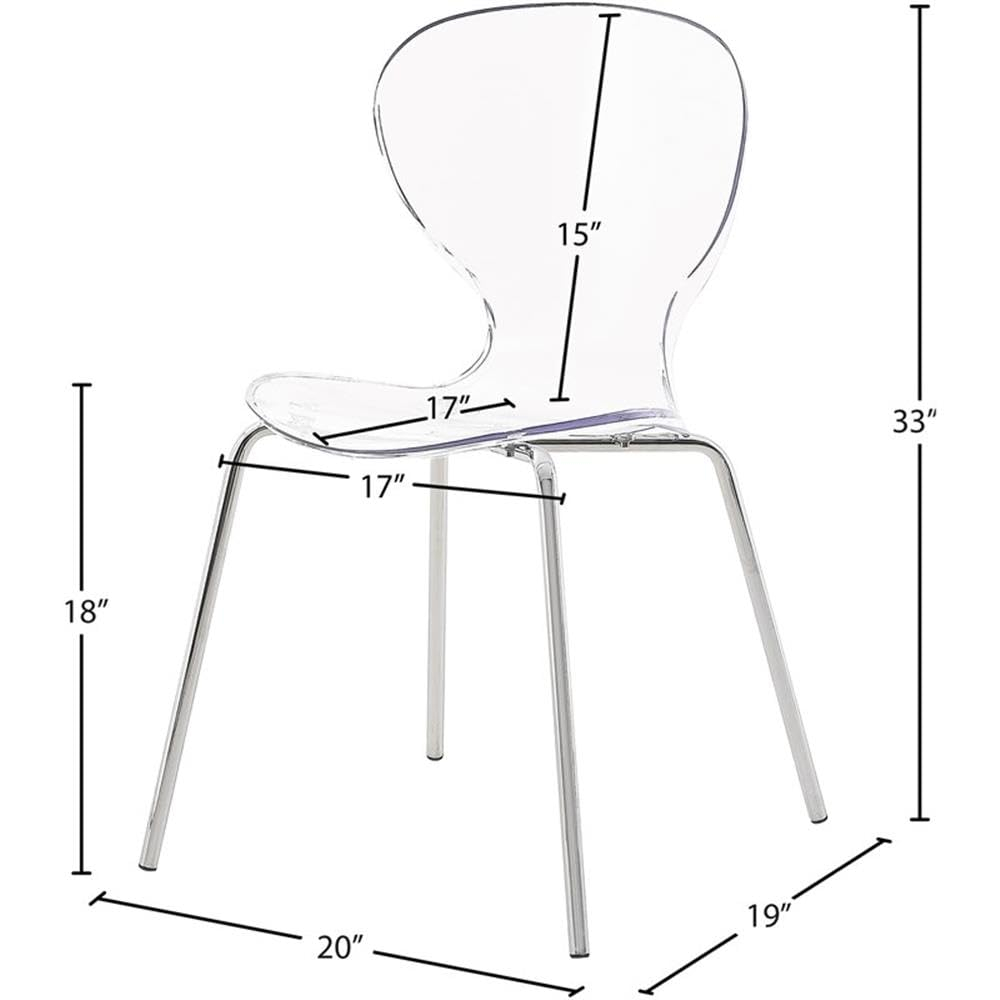 Meridian Furniture Clarion 18"H Metal Dining Chair in Chrome (Set of 2)