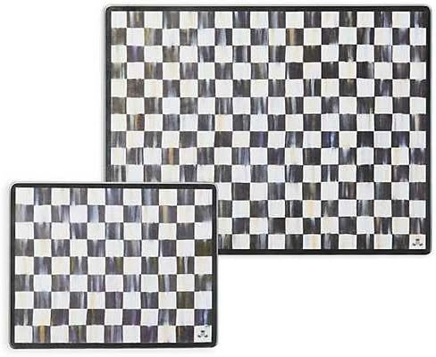 Courtly Check Tempered Glass 11.5"x15.75" Kitchen Cutting Board
