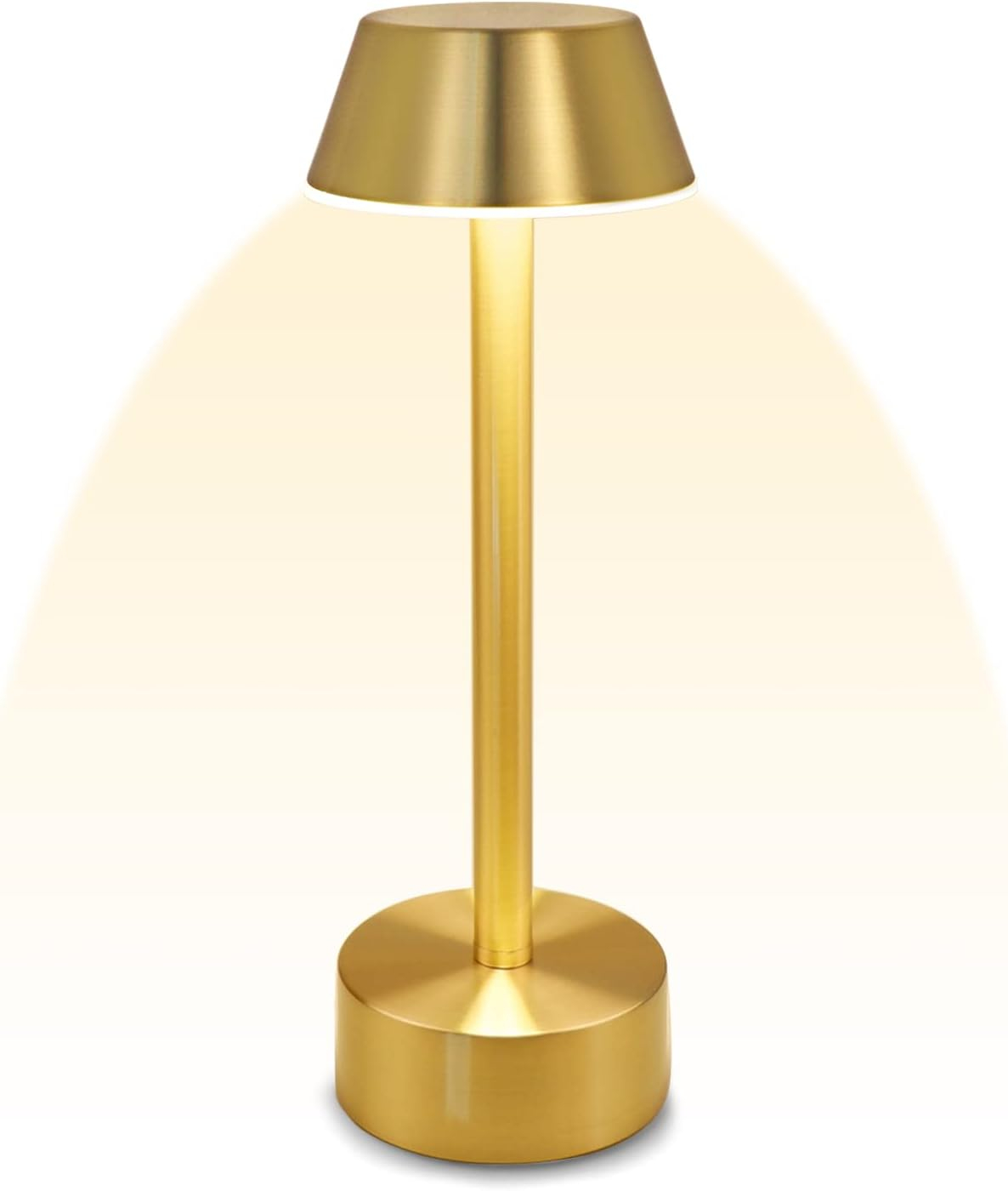 Egobasic Cordless Table Lamps, Modern Rechargeable Battery LED Desk Touch Night Light, 11.8" Metal Minimalist Small Portable Lamps for Dinner Coffee Table Restaurant Bedroom Bar Hotel, Gold