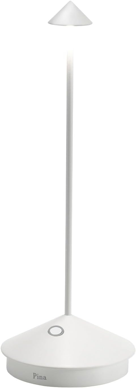 Zafferano Pina 11.4" 1-Light Portable Table Lamp Dimmable White with Polycarbonate Shade