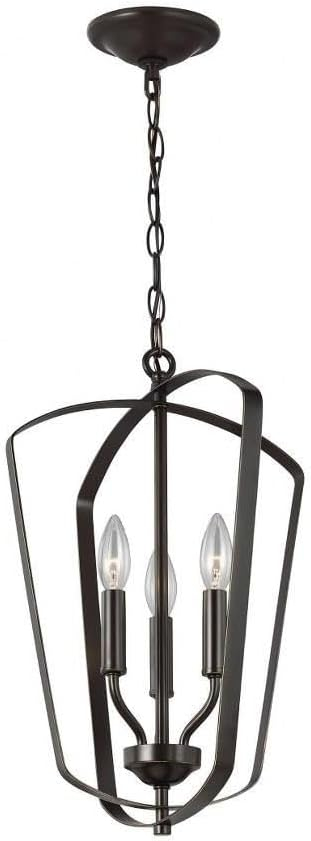 Romee Bronze 3-Light Classic Lantern Pendant with Glass Accents