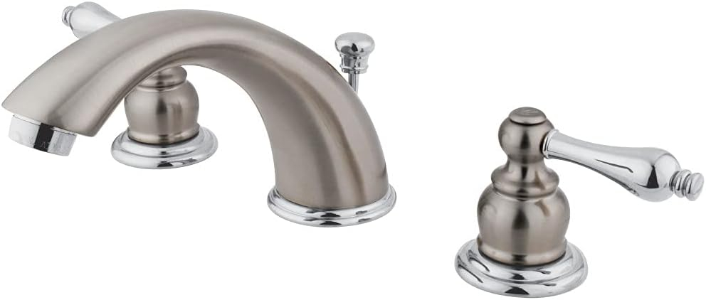 Kingston Brass KB977AL Victorian Widespread Bathroom Faucet, Brushed Nickel/Polished Chrome
