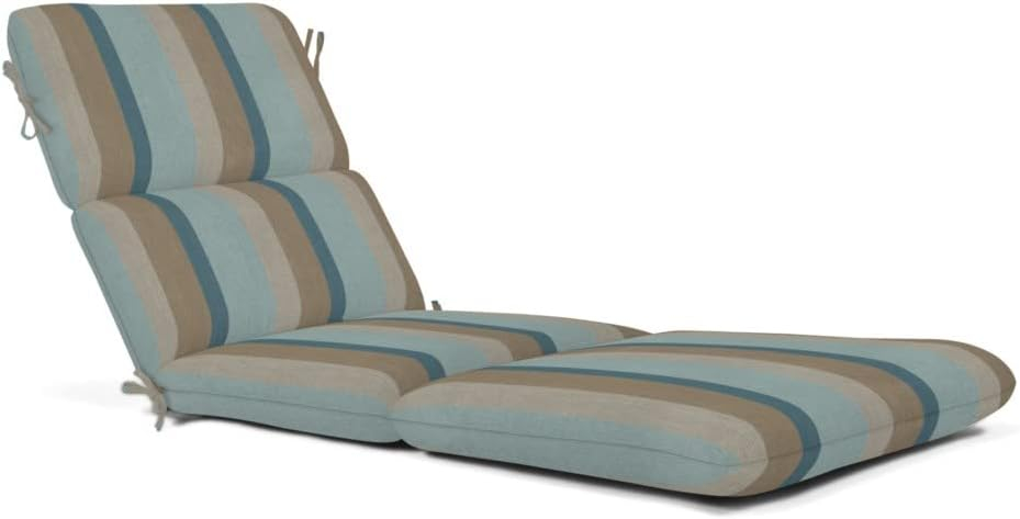 Casual Cushion Stripe Sunbrella® Fabric 1-Piece Outdoor Chaise Cushion, 22.5"W x 74"L, Gateway Mist