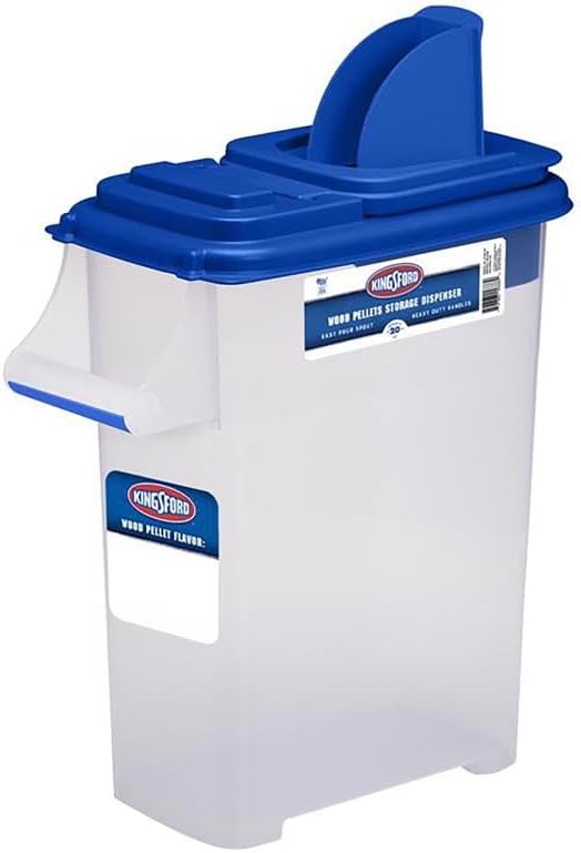 Clear and Blue Heavy-Duty Wood Pellet Storage Dispenser