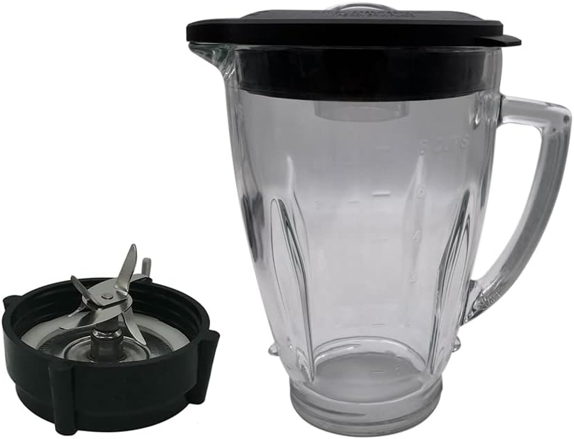 6-Cup Clear Glass Blender Jar with Black Lid