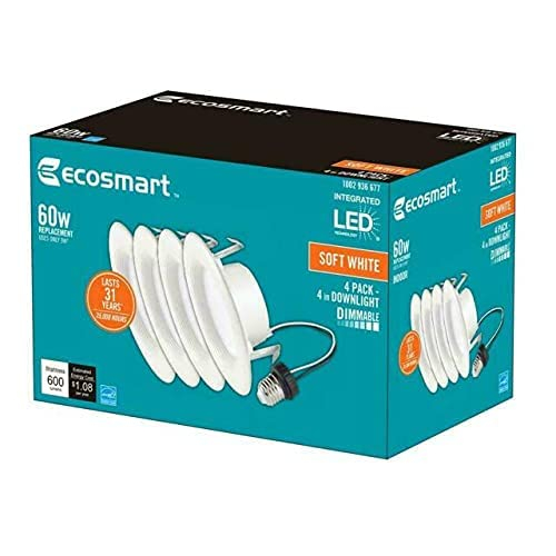 EcoSmart 4 in. Integrated LED Recessed Trim, Soft White, ENERGY STAR Certified, 4 Count