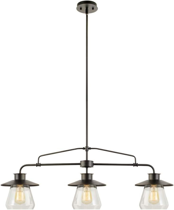 Globe Electric Oil Rubbed Bronze Vintage Pendant, 3-Lights, with Clear Glass Shades, 64845