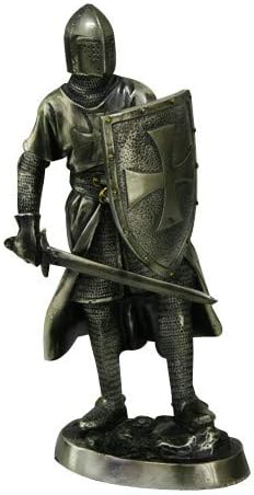 Medieval Crusader Knight Statue Bronze Finishing Cold Cast Resin Statue 7" (9960)