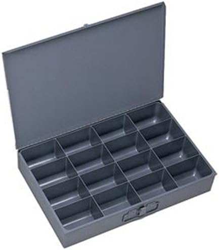Gray Industrial Steel Storage Box with Plastic Dividers