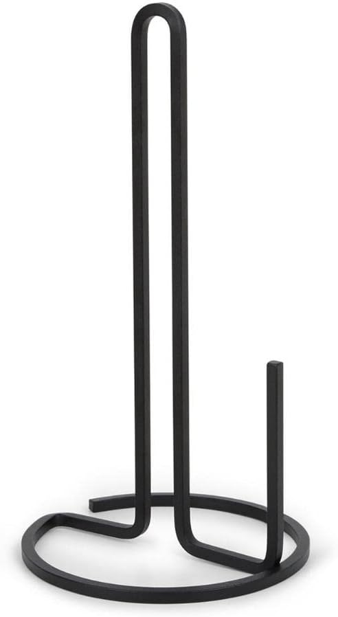 Umbra Squire Paper Towel Holder for Kitchen, Bent Metal Wire Looks Like Cast Iron, Black