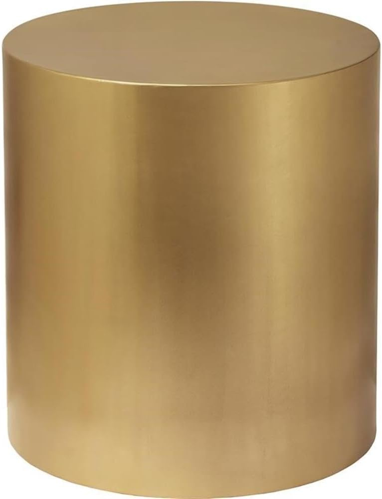 Meridian Furniture Cylinder Round Brushed Gold Metal End Table