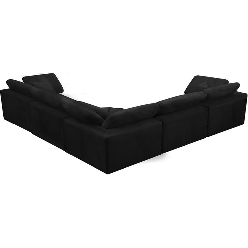 Meridian Furniture Cozy Black Velvet Modular Sectional
