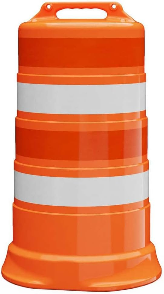 Orange HDPE Traffic Barrel with Reflective Stripes, 42" High