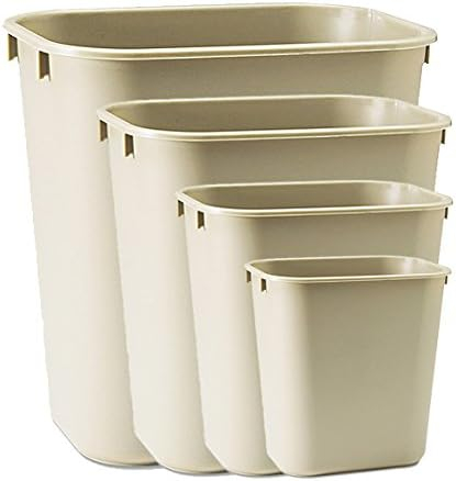 Beige Fire-Resistant Commercial Plastic 7-Gallon Trash Can