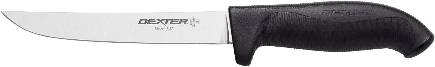 6" Wide High Carbon Stainless Steel Boning Knife with Black Rubber Handle