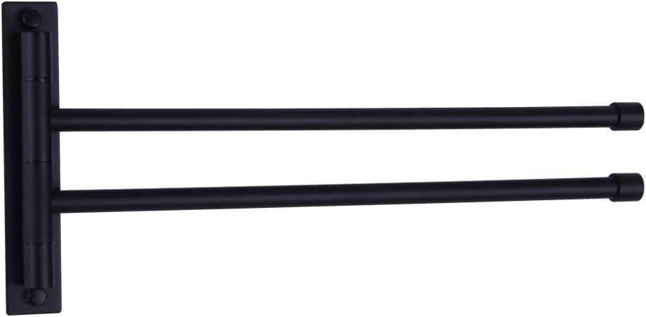 Stainless Steel Swing Out Towel Bar 2-Bar Folding Arm Swivel Hanger Bathroom Storage Organizer Rustproof Wall Mount Brushed Finish