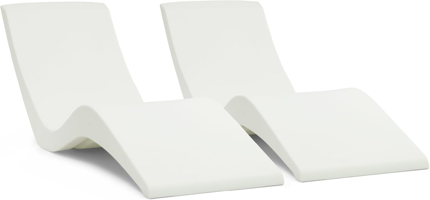 Classic White UV-Resistant Resin In-Pool Chaise Lounger Set