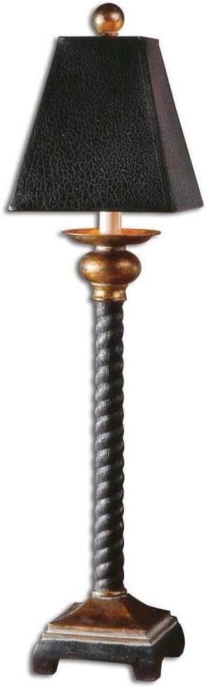 Uttermost Rustic Buffet Table Lamp 31" Tall Black Bronze Gray Metal Crackle Square Shade for Living Room House Home Dining Family