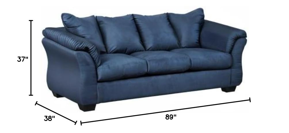 Roundhill Furniture Aruca Navy Blue Microfiber Pillow Back Sofa and Loveseat Set